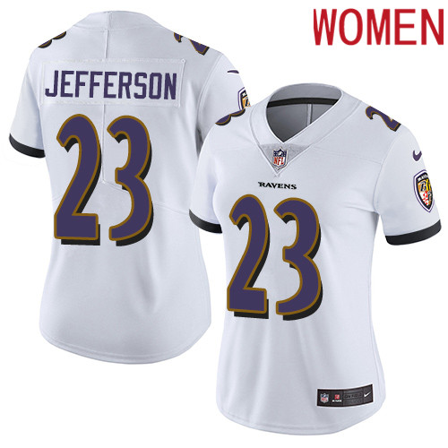 2019 Women Baltimore Ravens #23 Jefferson white Nike Vapor Untouchable Limited NFL Jersey